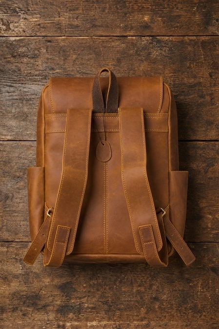 Rucsac realizat integral din piele naturală URBAN BAG Chelsea - Maro Deschis - Img 2