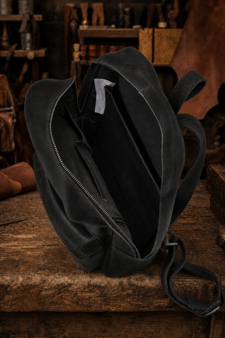 Rucsac realizat integral din piele naturală URBAN BAG Chelsea - Negru - Img 4