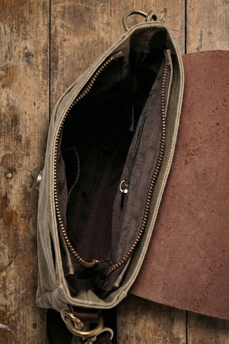Geantă crossbody din piele naturală și material textil cerat URBAN BAG Toledo – Verde - Img 3