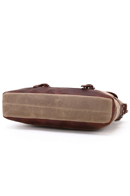 Geantă de umăr din piele naturală și material textil cerat URBAN BAG Goteborg – Coffee - Img 5