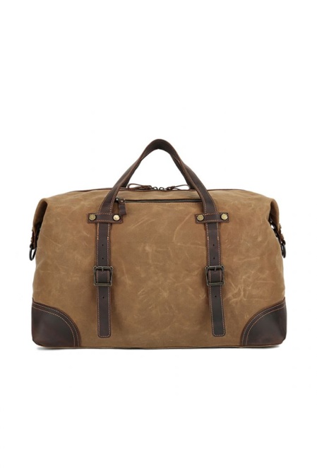 Geantă de voiaj din piele naturală și material textil cerat URBAN BAG Savona - Maro - Img 2