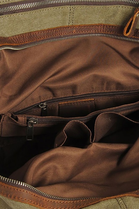 Geantă de voiaj duffle bag din piele naturală și material textil URBAN BAG Verona – Verde - Img 4