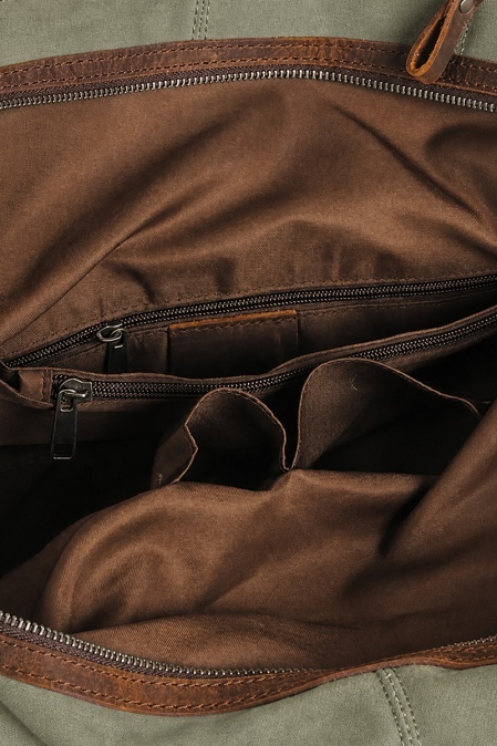 Geantă de voiaj duffle bag din piele naturală și material textil URBAN BAG Verona – Verde - Img 5