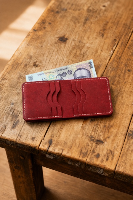 Portofel handmade din piele naturală URBAN BAG Fit – Rosu - Img 2
