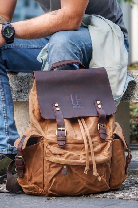 Rucsac din piele naturală și material textil cerat URBAN BAG Mantova – Negru - Img 5