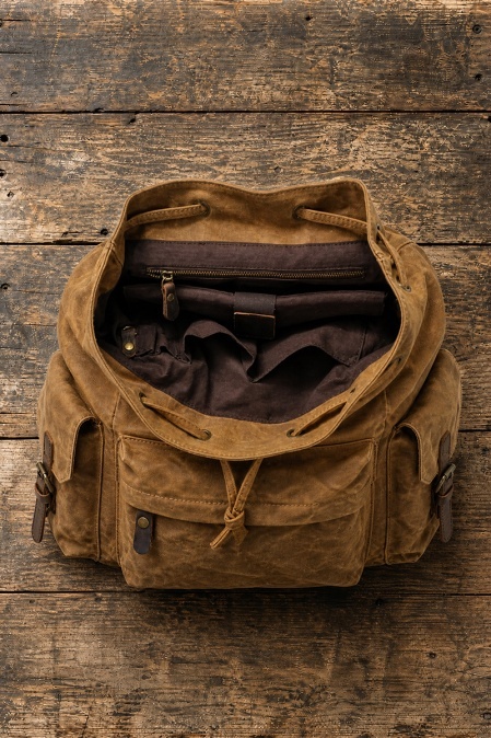 Rucsac din piele naturală și material textil cerat URBAN BAG Mantova – Maro - Img 3