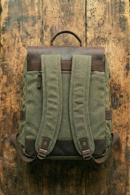 Rucsac din piele naturală și material textil pentru bărbați și femei URBAN BAG Otto – Verde - Img 2