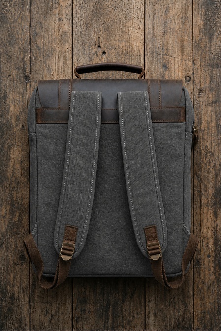 Rucsac din piele naturală și material textil URBAN BAG Lugano – Gri - Img 2