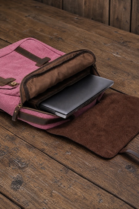 Rucsac din piele naturală și material textil URBAN BAG Lugano – Roz - Img 4