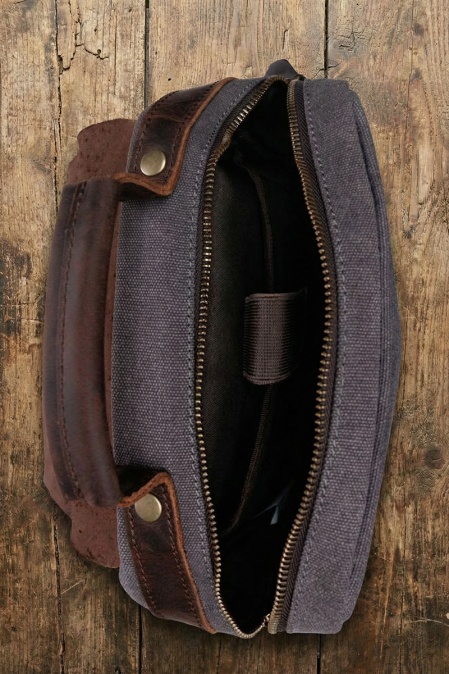 Rucsac pentru femei și copii din piele naturală și material textil URBAN BAG Little Lugano – Gri - Img 3