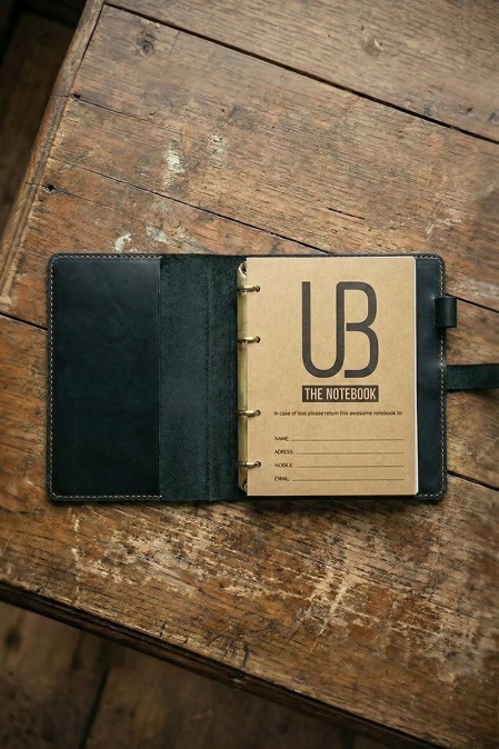 Agenda din piele naturala The Notebook PLUS by URBAN BAG dimensiune A5 - Negru - Img 2