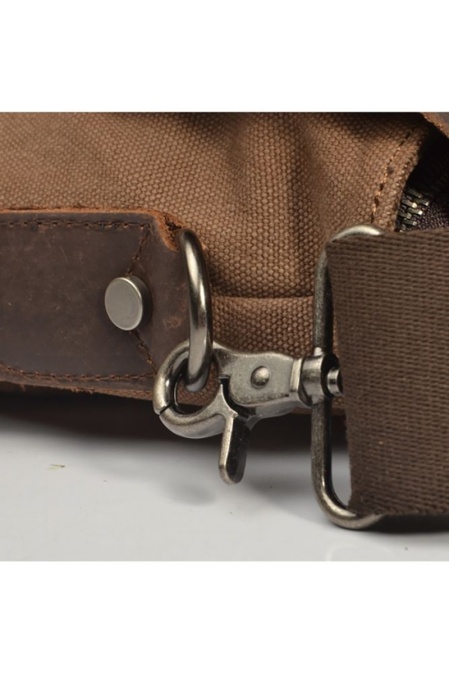 Geantă de umăr din piele naturală maro și material textil negru URBAN BAG London – Gri - Img 3