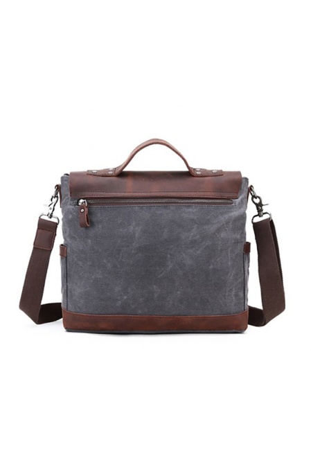 Geantă de umăr din piele naturală și material textil cerat URBAN BAG Little Goteborg – Negru - Img 2