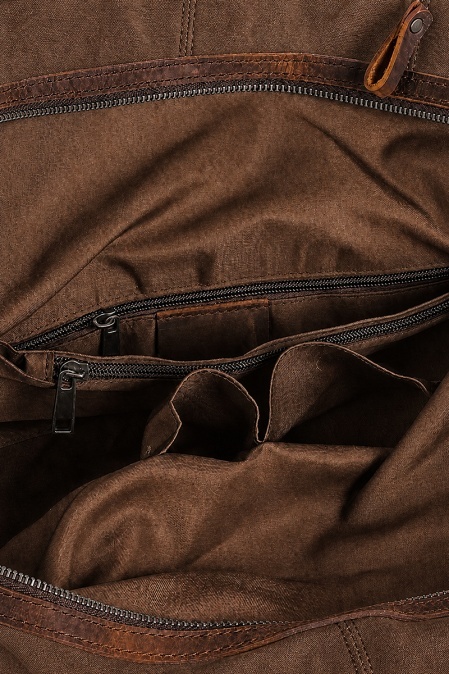 Geantă de voiaj duffle bag din piele naturală și material textil cerat URBAN BAG Verona – Coffee - Img 5