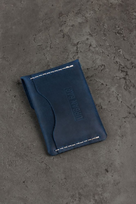 Portcard din piele naturală URBAN BAG Flip – Albastru - Img 2