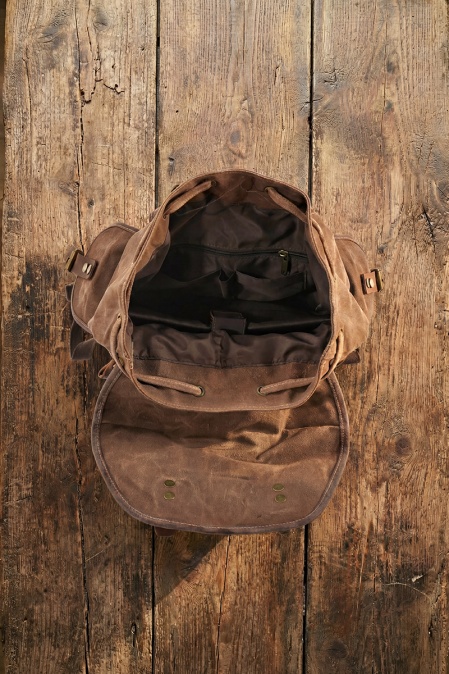 Rucsac din piele naturală și material textil cerat URBAN BAG Berg – Coffee - Img 3