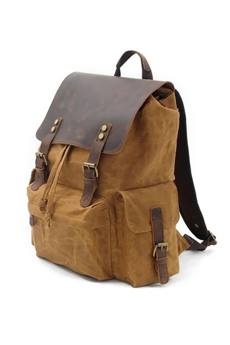 Rucsac din piele naturală și material textil cerat URBAN BAG Mantova – Maro - Img 5