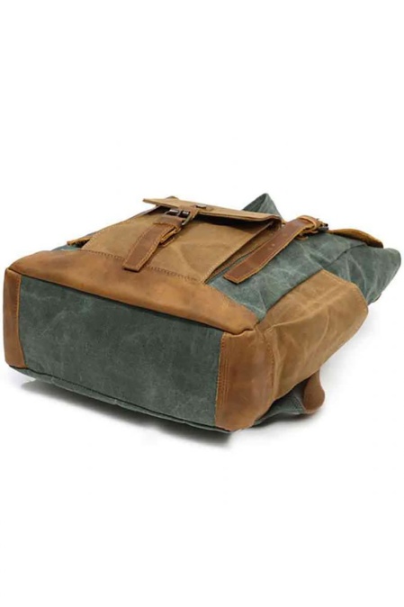 Rucsac din piele naturală și material textil cerat URBAN BAG Memphis – Verde - Img 2