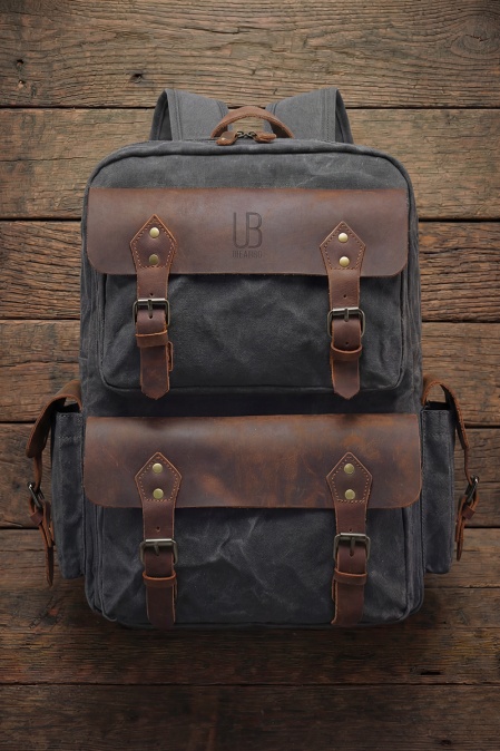 Rucsac din piele naturală și material textil cerat URBAN BAG Oslo -Gri