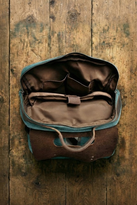 Rucsac din piele naturală și material textil pentru bărbați și femei URBAN BAG Otto – Bleu Ciel - Img 3