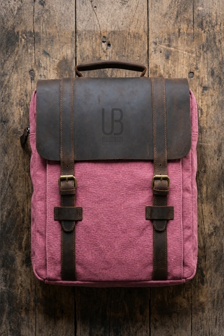 Rucsac din piele naturală și material textil URBAN BAG Lugano – Roz