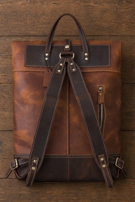 Rucsac realizat integral din piele naturală URBAN BAG Narvik - Maro - Img 2
