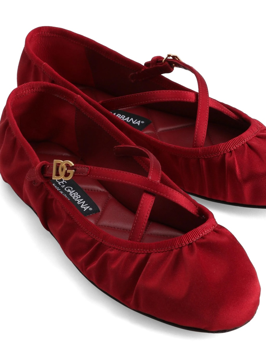 Balerini Dolce &amp; Gabbana rosii din material textil - Img 4