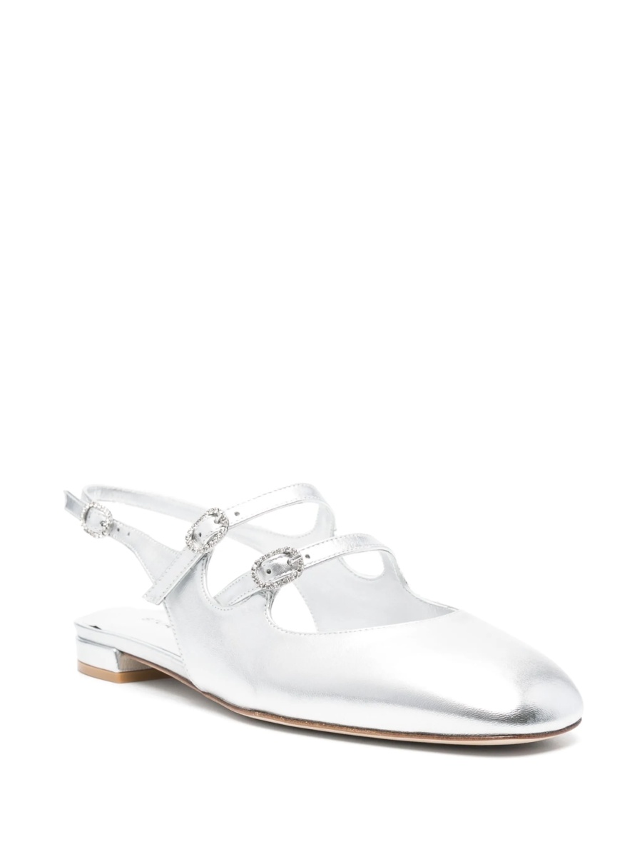 Balerini Stuart Weitzman argintii din piele - Img 2