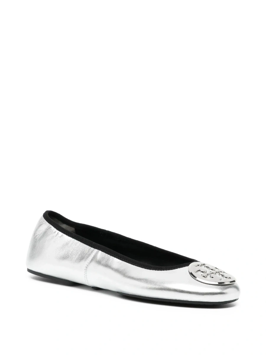 Balerini Tory Burch argintii din piele - Img 5