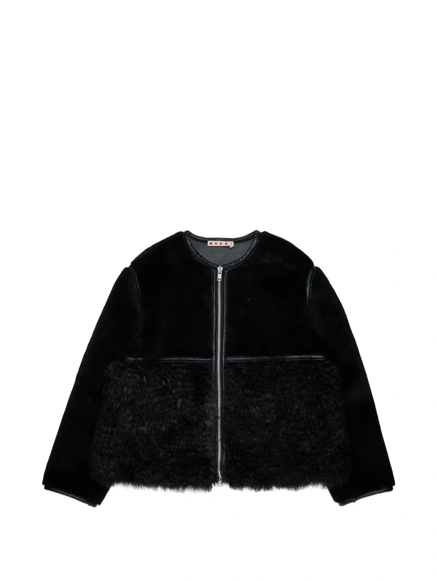 Blanuri Black fur jacket with round collar and zip fastening in faux fur Girl - Img 7