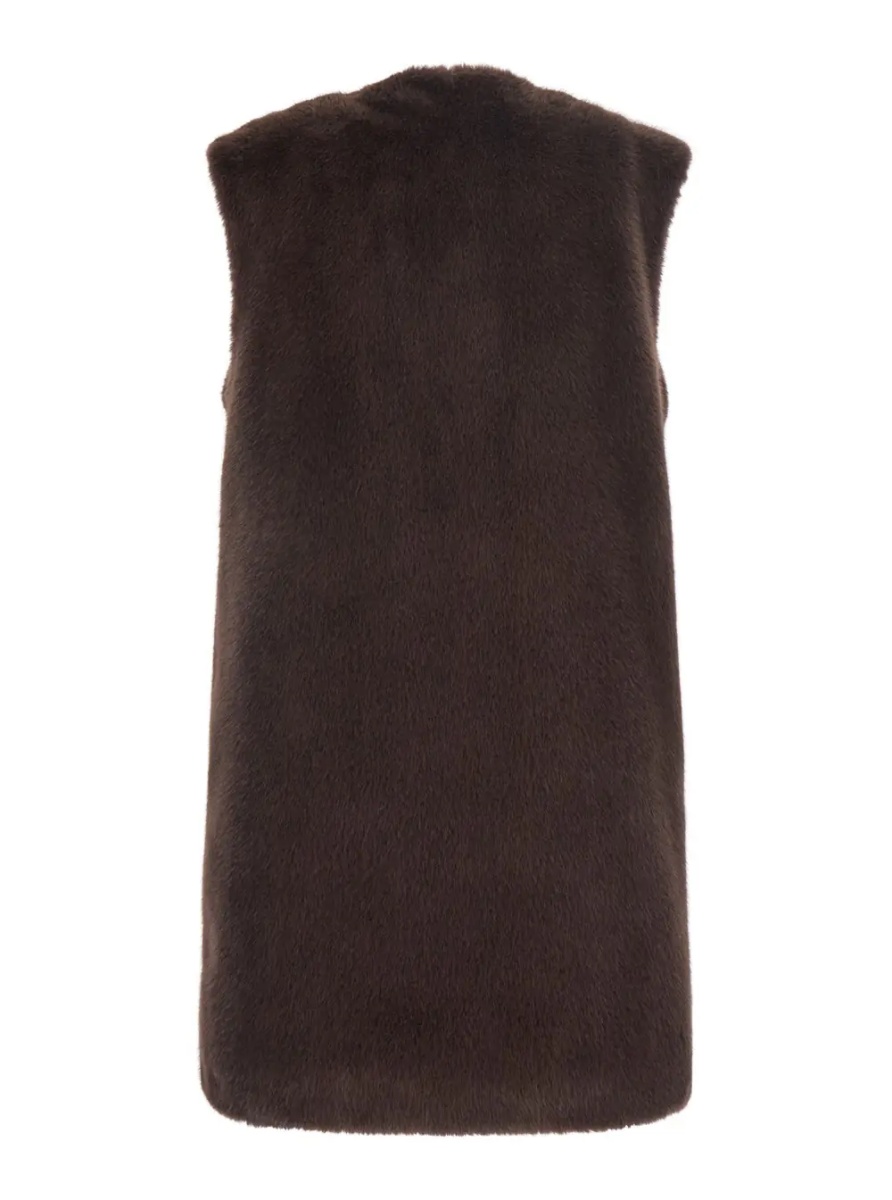 Blanuri Brown fur with round collar in Faux fur Woman - Img 2