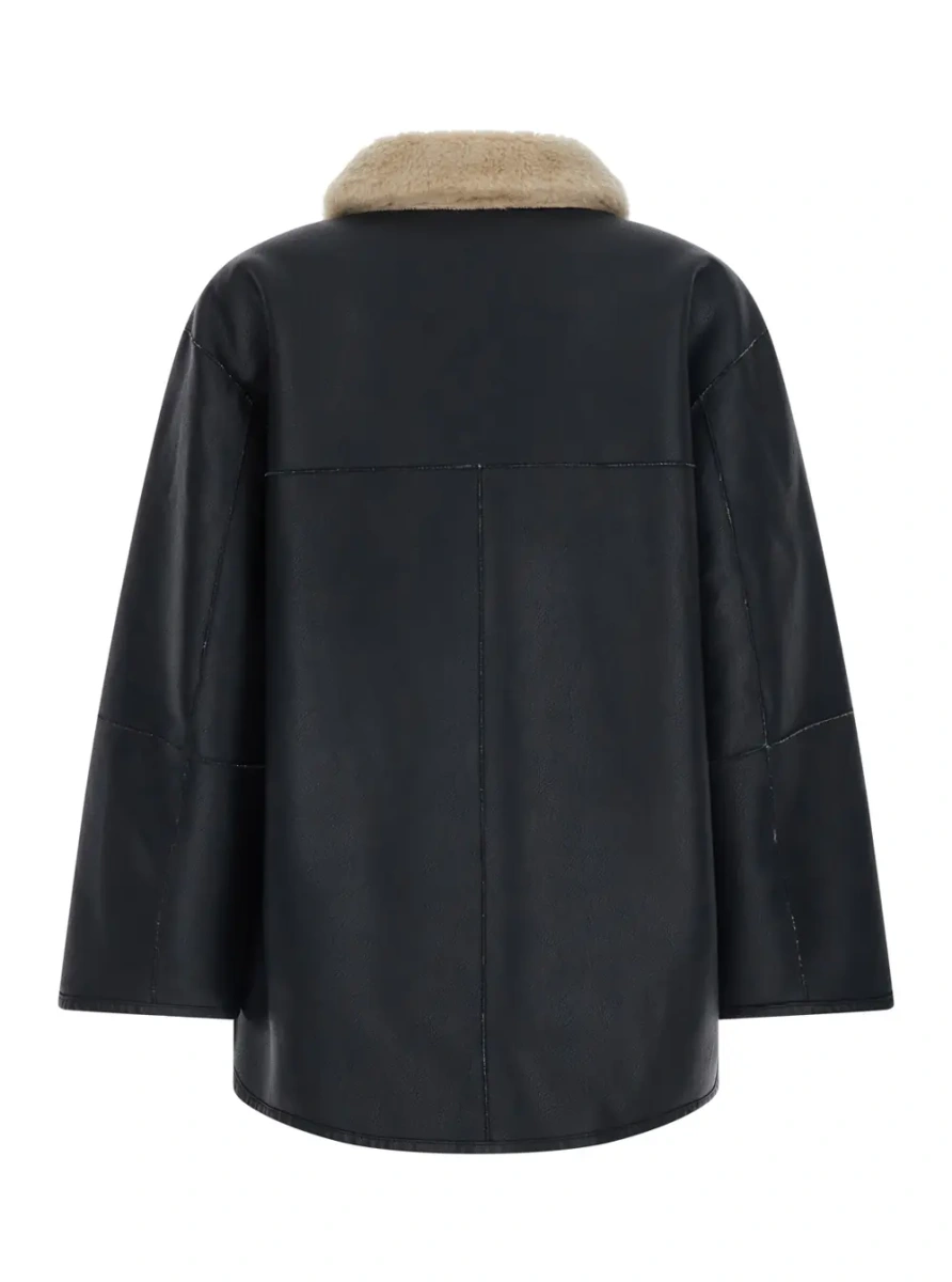 Blanuri Unisex Jacket with Reversible Synthetic Fur Black - Img 2