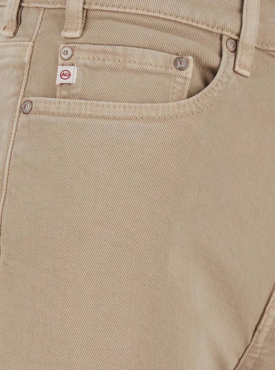 Blugi Beige Wide Leg Jeans with Logo Patch on the Back in Denim for Women - Img 3