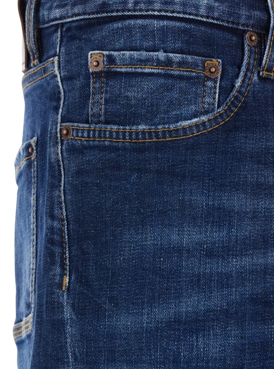 Blugi Blue jeans with five-pocket design and faded effect in denim for men - Img 3