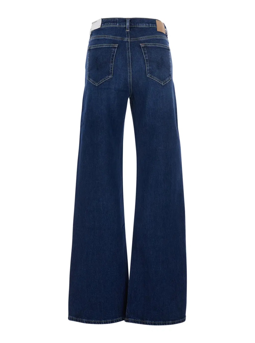 Blugi Blue Jeans with logo patch on the back and wide leg in denim women - Img 2