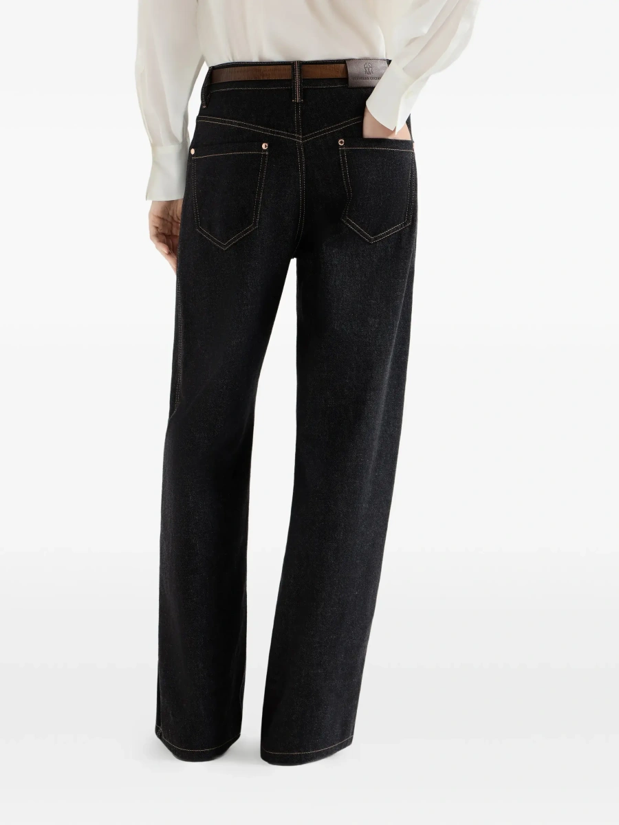Blugi Brunello Cucinelli negri din denim - Img 7