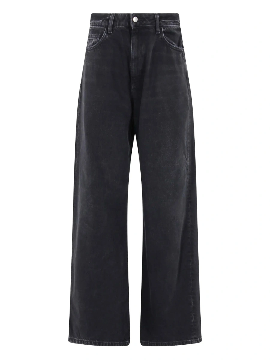 Blugi 'Debby' Black Jeans with Wide Leg and Logo Patch on the Rear in Denim Woman - Img 5