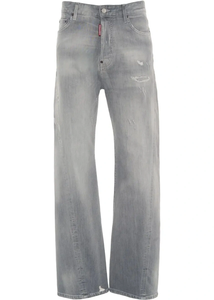 Blugi drepti DSQUARED2 gri din denim - Img 2