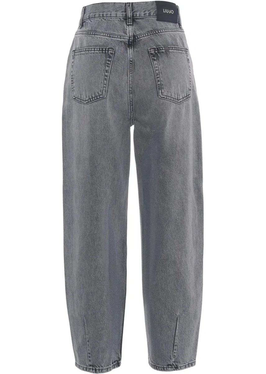 Blugi drepti Liu Jo Blue Denim gri din bumbac - Img 4