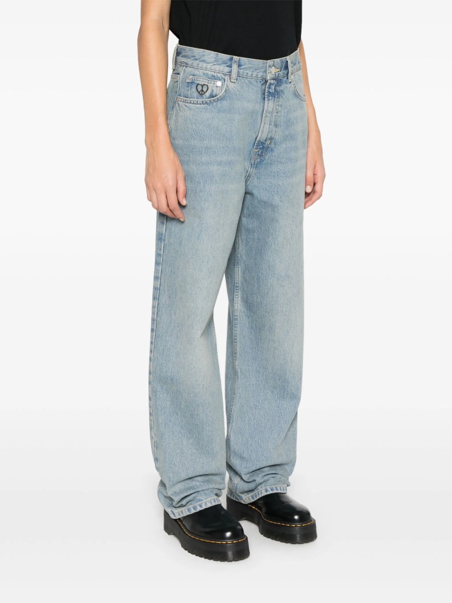 Blugi drepti MOSCHINO JEANS albastri din bumbac - Img 3