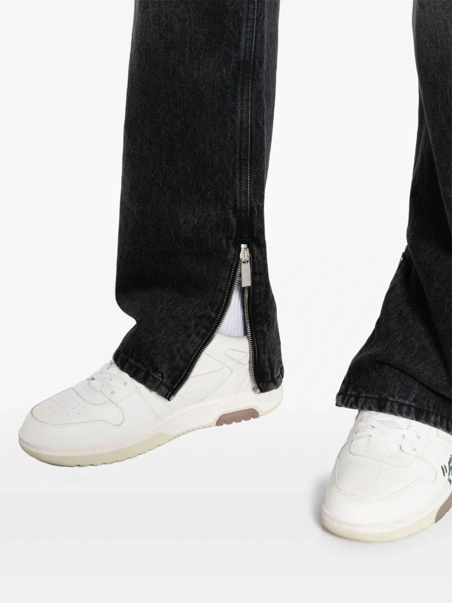 Blugi drepti Off-White negri din bumbac - Img 5