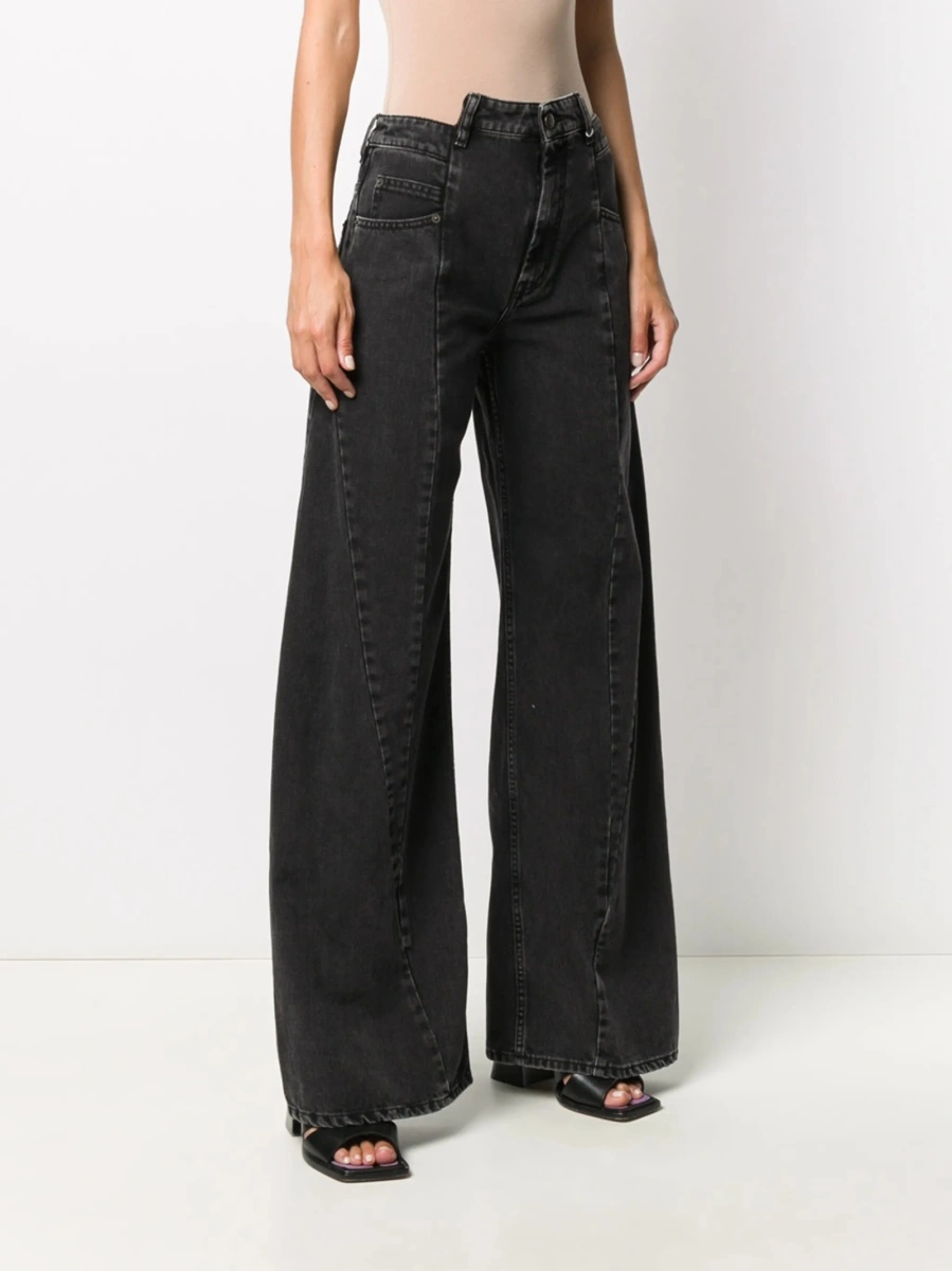 Blugi evazati Maison Margiela negri din bumbac - Img 3
