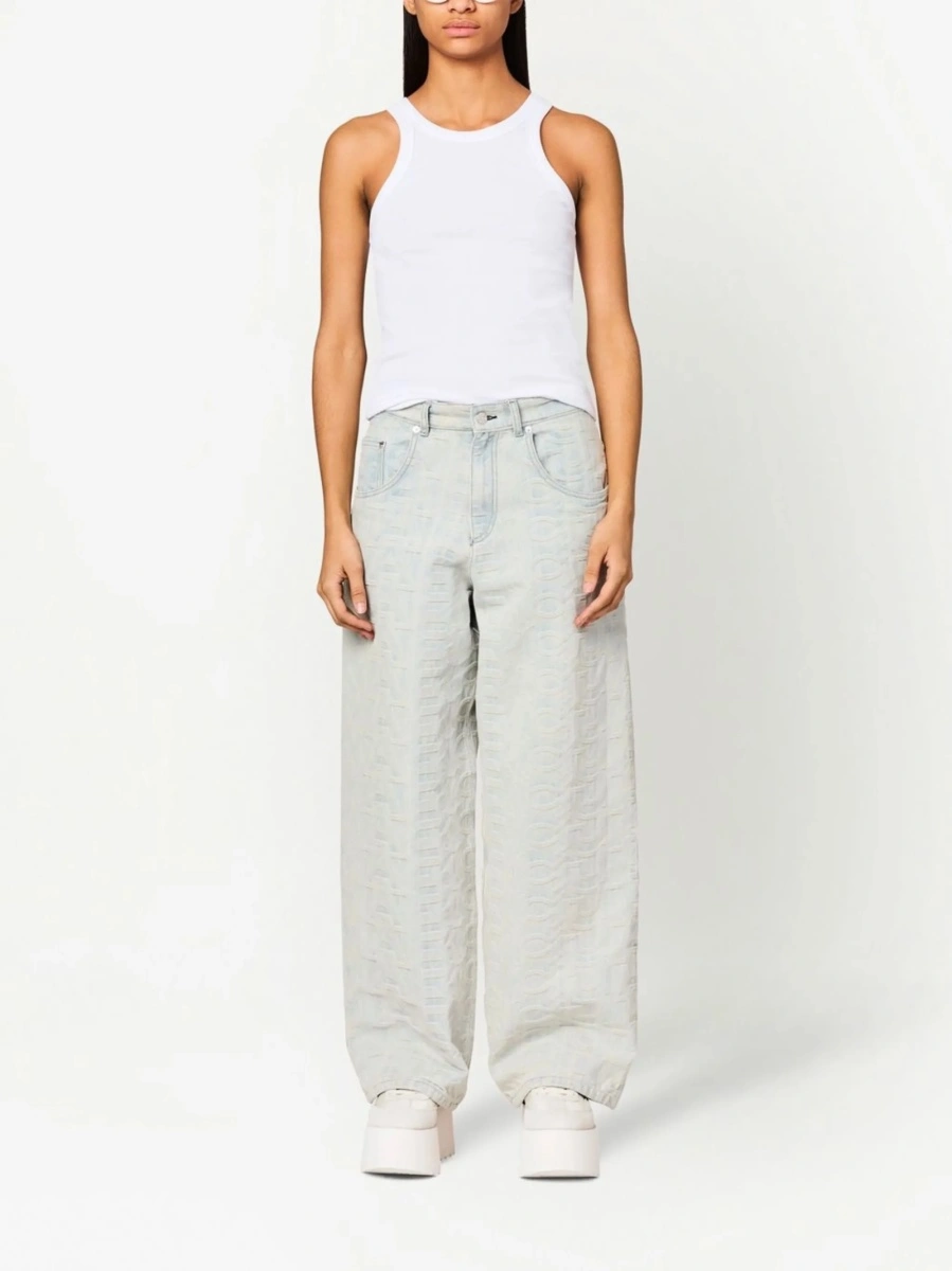 Blugi evazati Marc Jacobs gri din bumbac si polyester - Img 3
