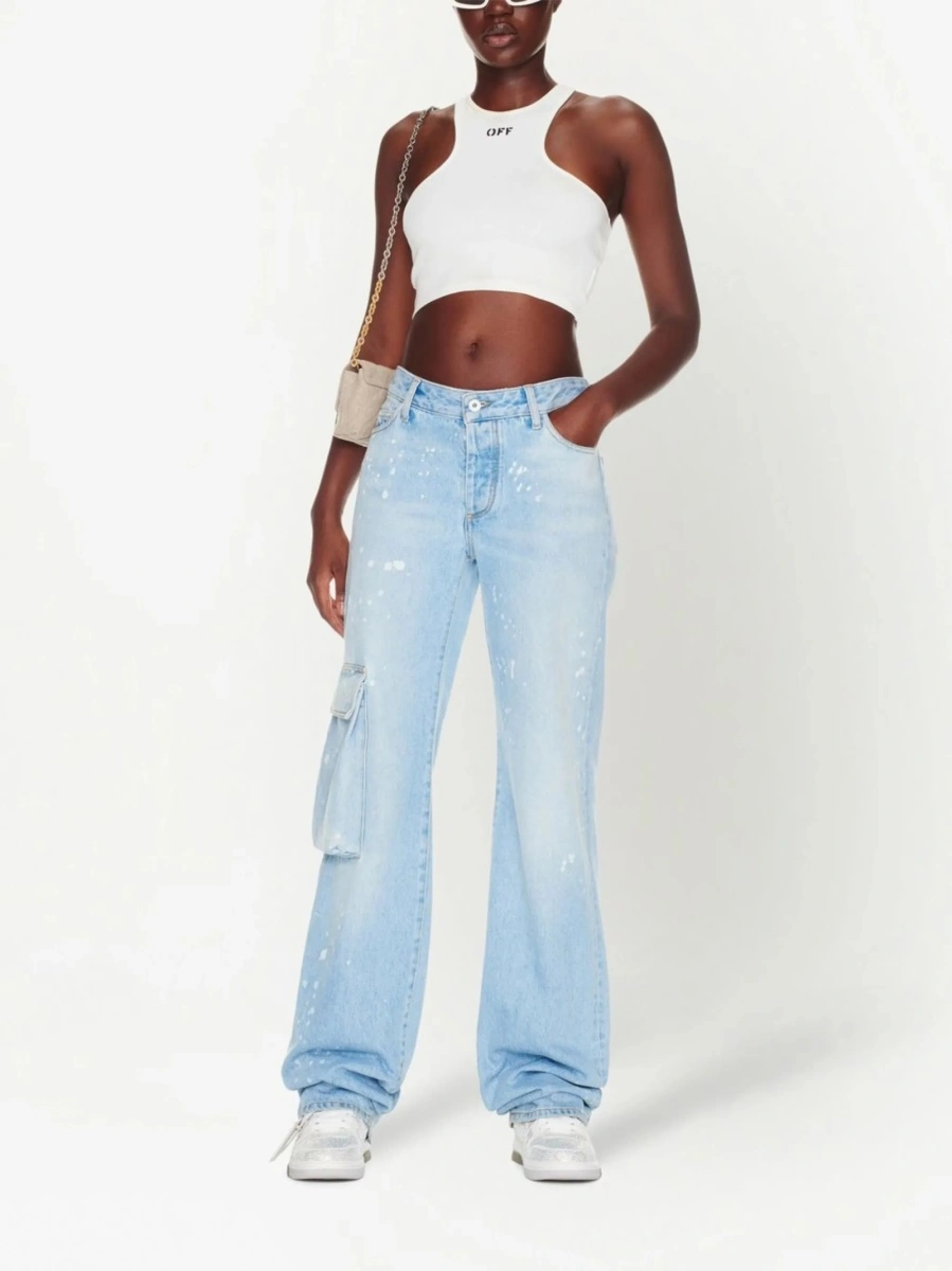 Blugi evazati Off-White albastri - Img 2