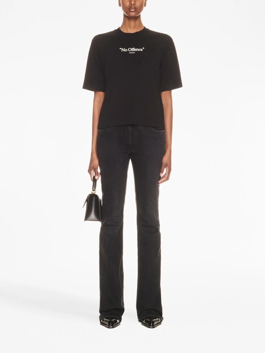 Blugi evazati Off-White negri din bumbac - Img 2
