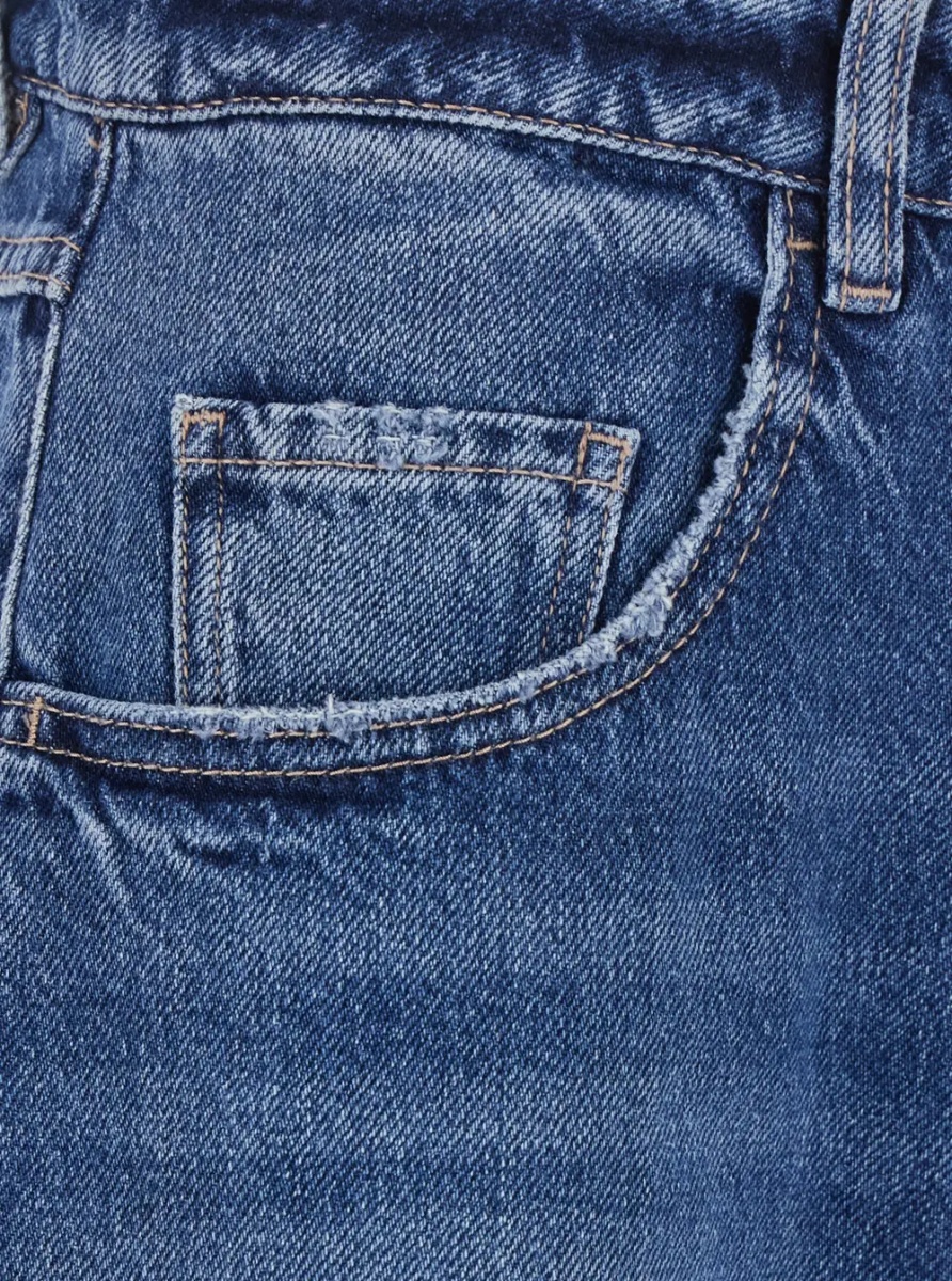 Blugi 'Poppy' Blue Jeans with logo patch on the back and wide leg in denim women - Img 3