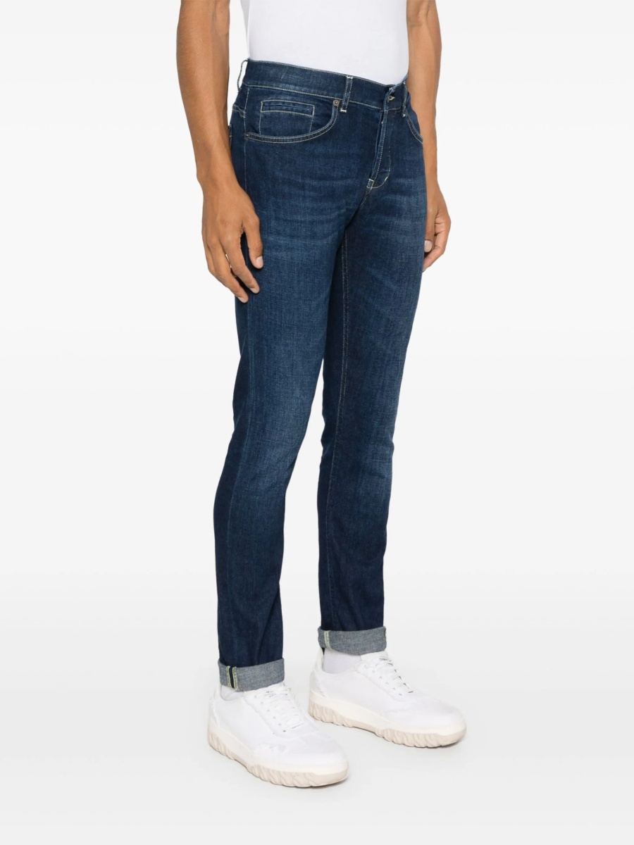 Blugi slim fit Dondup albastri din elastan si multiester - Img 3