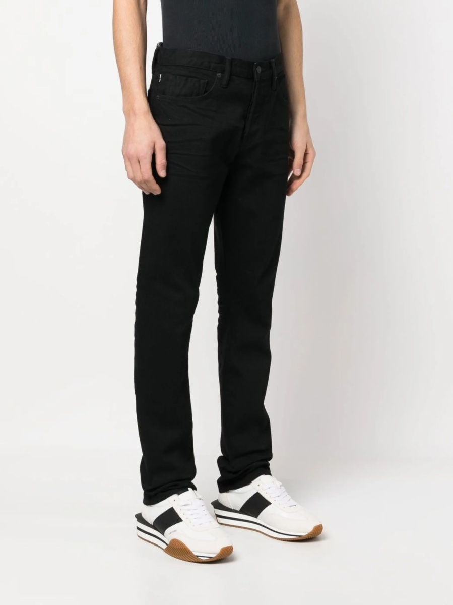 Blugi slim fit Tom Ford negri din poliuretan si bumbac - Img 3