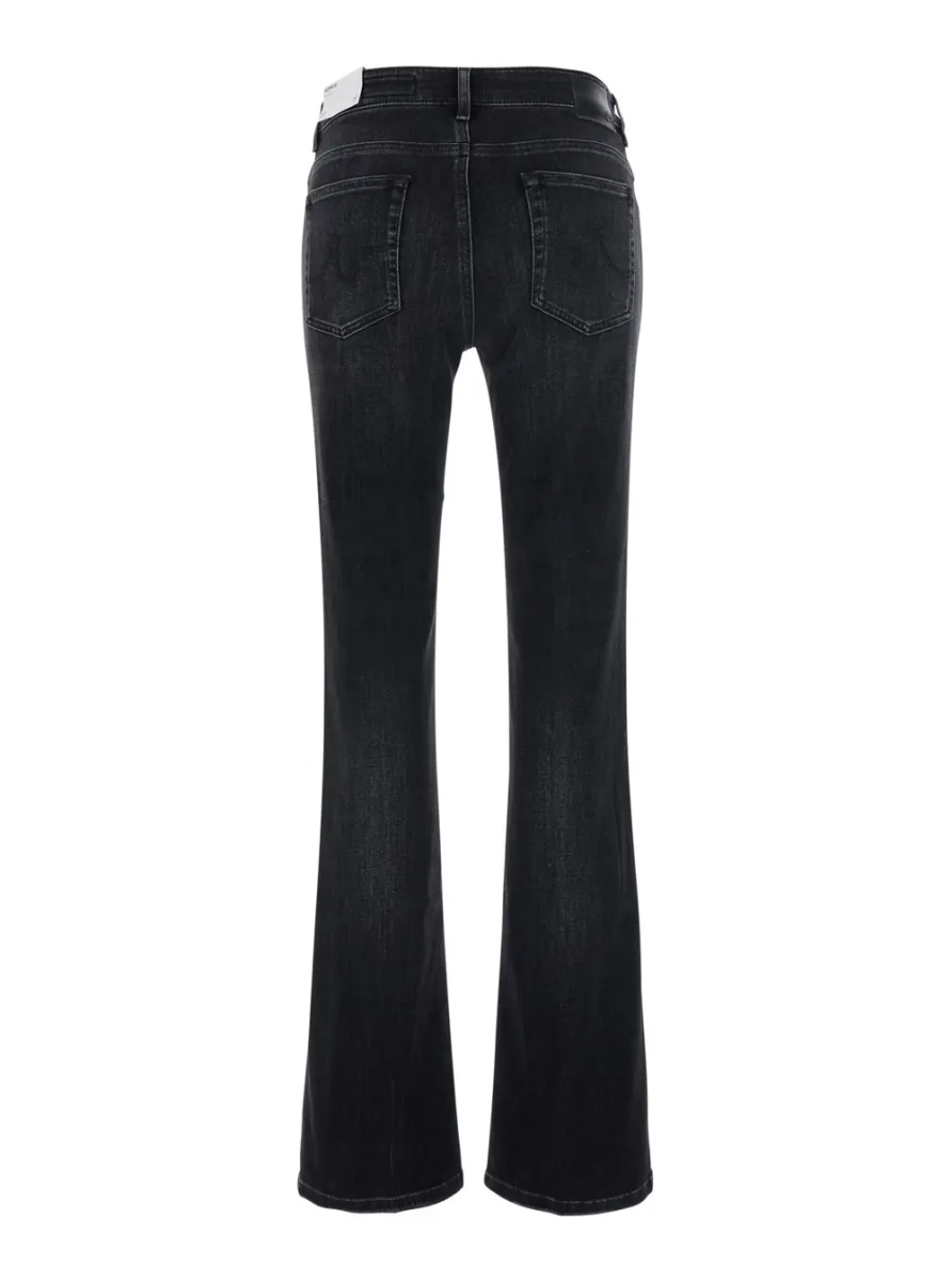 Blugi 'Sophie' Gray High-Waisted Jeans with Flared Leg and Logo Patch on the Back in Denim for Women - Img 2