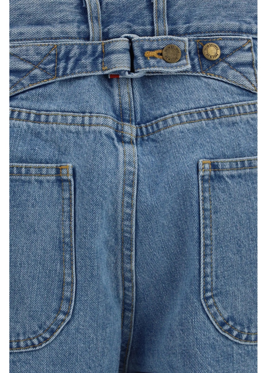 Blugi Straight-leg selvedge cotton Jeans with adjustable back strap - Img 3